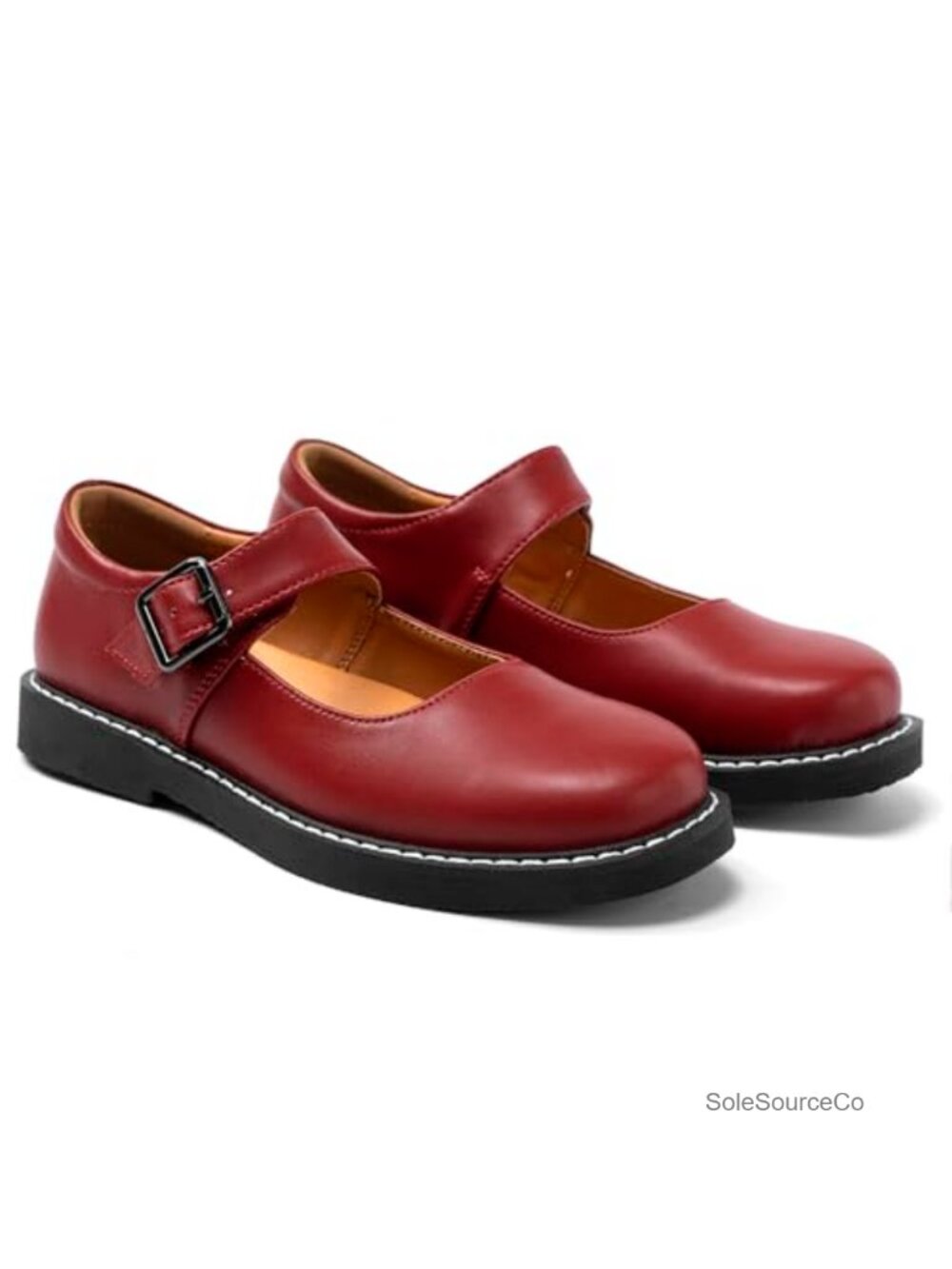 Mary Jane Oxford Shoes Women's Comfort Work Flats Leather Slip Resistant